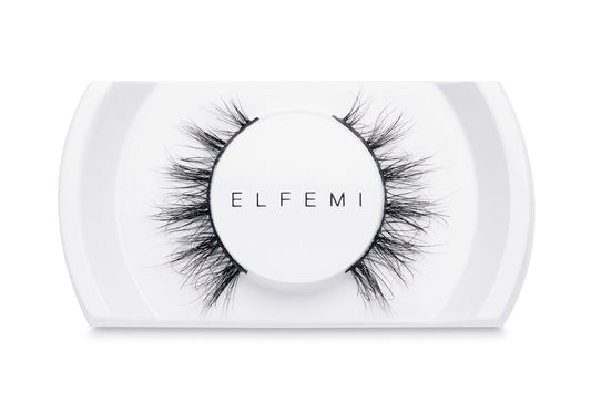 EL49 false lashes offering a soft, natural look with added intensity, focusing on lengthening and lifting the outer eye corners